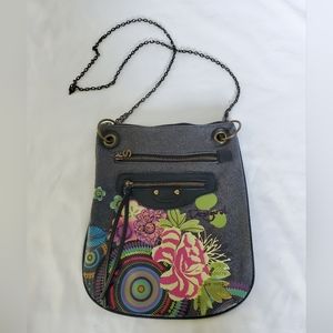 Awesome Desigual Womens Floral Boho Sequin Crossbody/Messenger Bag.